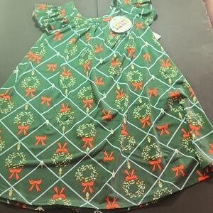 Dot Dot Smile Green and Red Wreath Dress